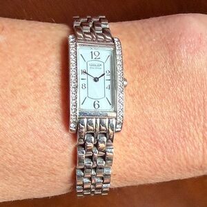 Citizen Silver Tone Rectangular Crystal-Accented Women's Watch 7”
